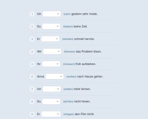 Snímek obrazovky gramatických cvičení